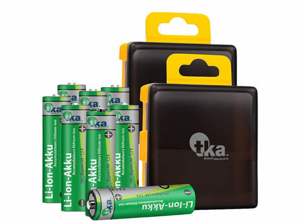 Pack de 8 accumulateurs lithium-ion AA 3000 mWh / 1,5 V avec de 2 boîtiers de rangement de la marque tka Köbele Akkutechnik