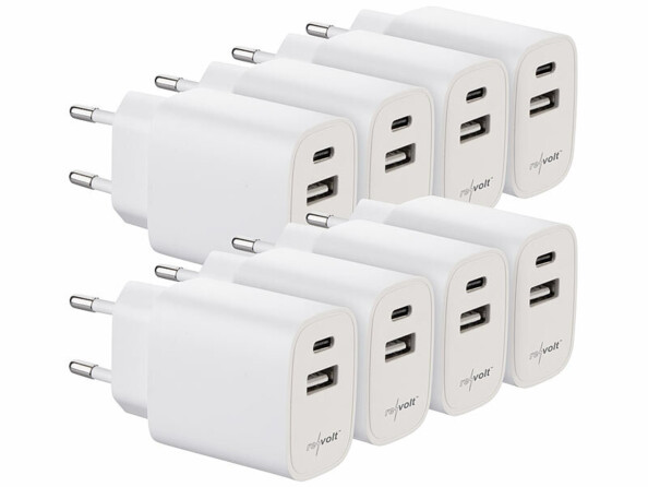 8 chargeurs secteur USB-A / USB-C 10 W de la marque revolt