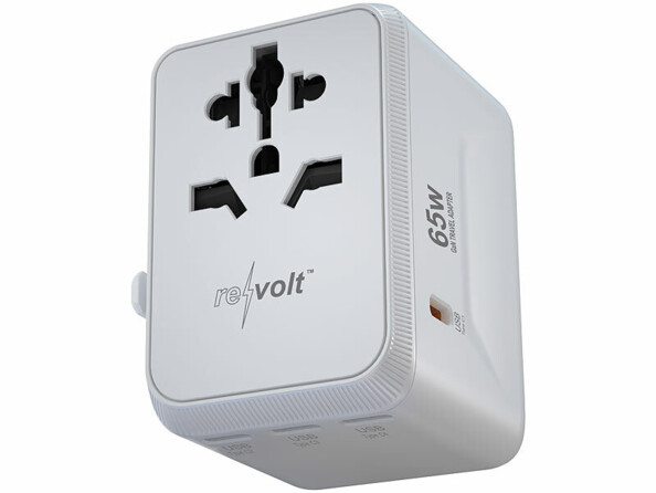 Adaptateur universel de voyage GaN avec port de charge USB jusqu'à 65 W