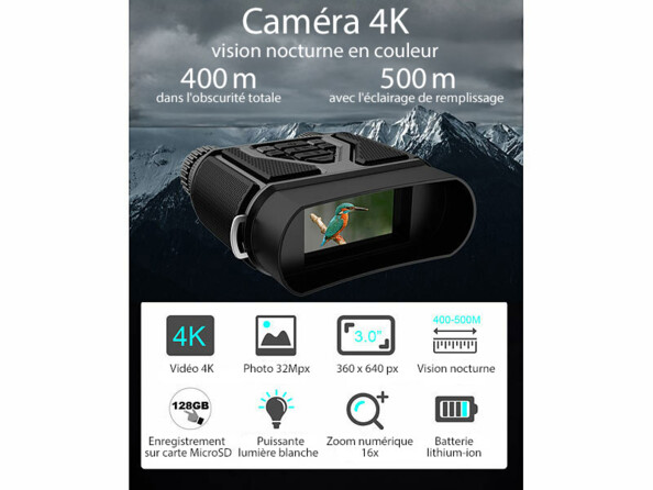 Appareil de vision nocturne binoculaire DN-750 avec caméra 4K