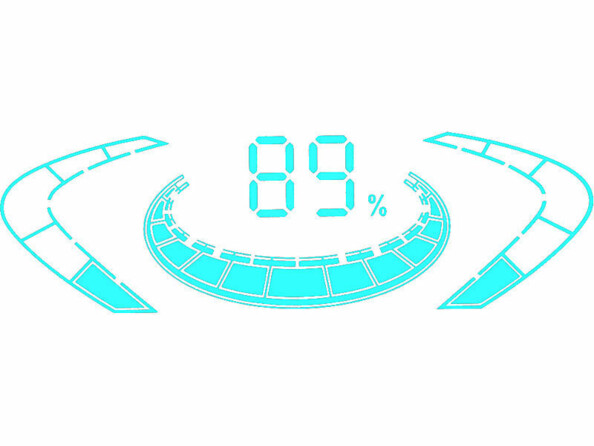 Batterie de secours vue de l'écran LED qui affiche la capacité actuelle de la batterie d'appoint