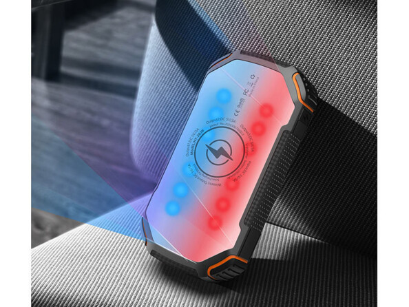 batterie secours 20A recharge induction compatible Qi USB lampe led sos