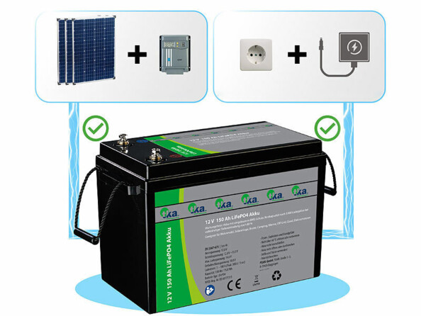 Batterie LiFePO4 12,8 V 150 Ah 1920 Wh avec BMS