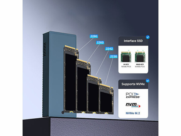 Boîtier USB-C thunderbolt pour disque dur SDD M.2 NVMe avec ventilateur