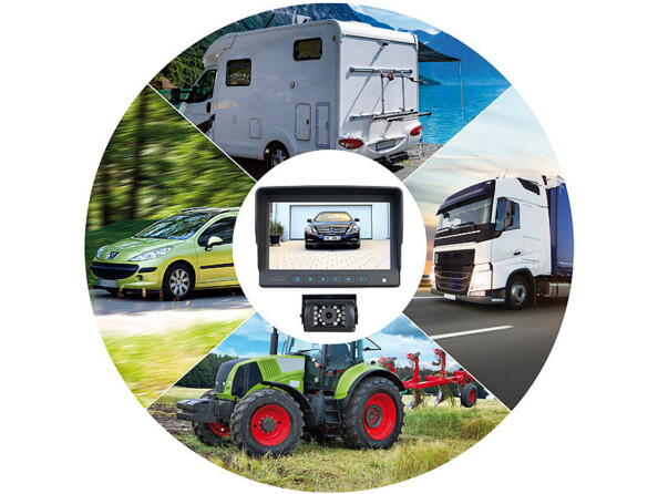Caméra de recul filaire avec grand écran couleur PA-500 vue des types de véhicules compatibles