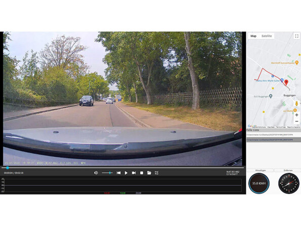 Exemple d'une vue sur la caméra MDV-3840 avec indication de la position du gps