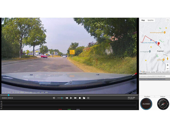 Exemple d'une vue sur la caméra MDV-3840 avec indication de la position du gps