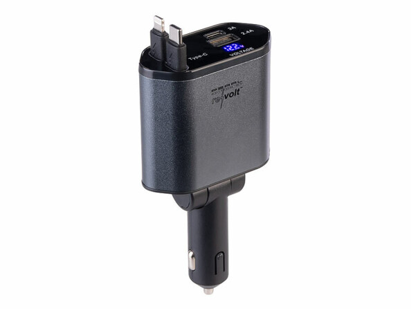 Chargeur allume-cigare 66 W USB-C / USB-A / Lightning pour 4 appareils