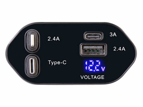 Chargeur 12 V / 24 V 66 W USB-C / USB-A / Lightning pour 4 appareils