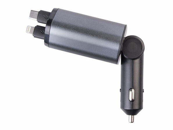 Chargeur allume-cigare 66 W USB-C / USB-A / Lightning pour 4 appareils