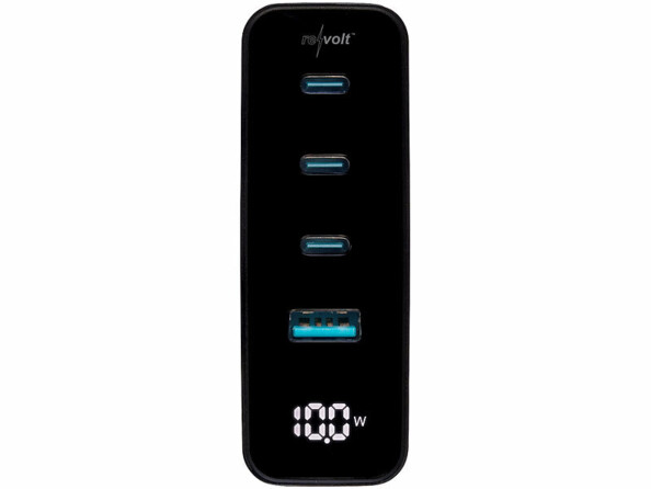 Chargeur secteur rapide GaN 4 ports USB 100 W avec écran