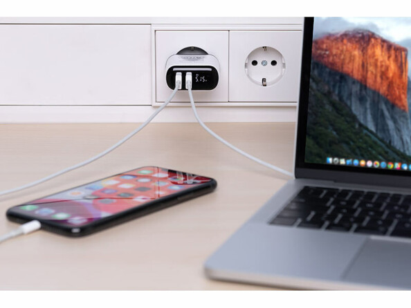 chargeur double USB 18 W quick charge avec écran