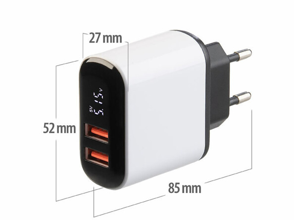 chargeur double USB 18 W quick charge avec écran
