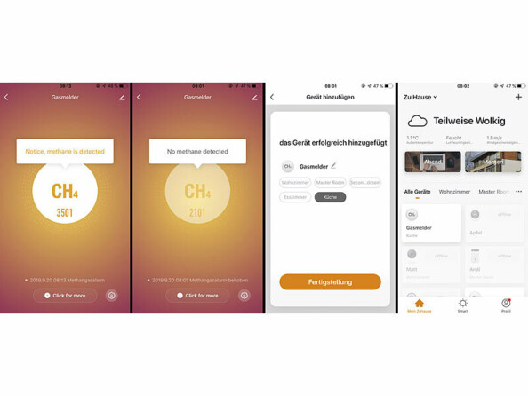 application pour détecteur de gaz domestique connecté