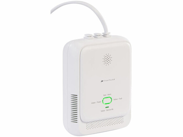 détecteur de gaz domestique connecté wifi vue de 3/4 face