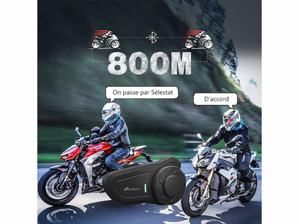 intercomm moto avec mains libres bluetooth portée 800 m
