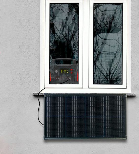 Mise en situation kit batterie nomade avec panneau solaire 60 W - 420 Wh