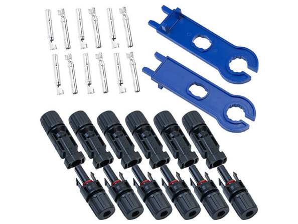 Kit de connexion 24 pièces avec raccords MC4 pour panneau solaire Revolt. Avec connecteurs MC4, douilles MC4, inserts de connecteurs, etc.
