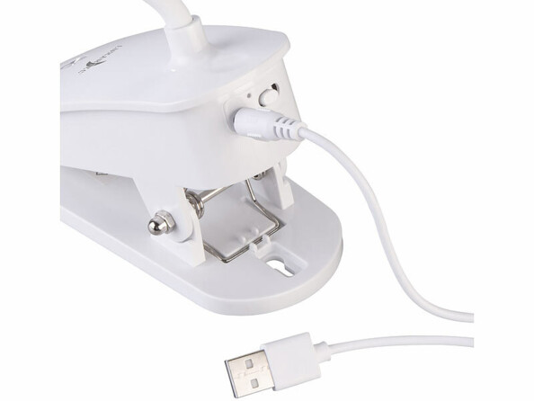 Lampe de lecture CCT rechargeable zoom vue arrière avec câble de charge USB