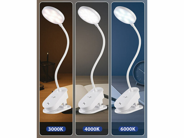 Lampe de lecture CCT rechargeable mise en sitauation avec différentes températures de couleur