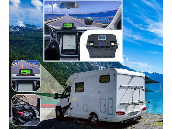 Moniteur de batterie auto 12 V avec écran solaire sans fil