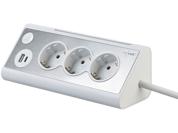 Multiprise 3 prises avec 2 ports USB veilleuse