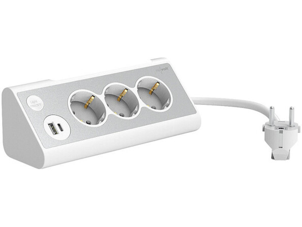 Multiprise 3 prises avec 2 ports USB veilleuse