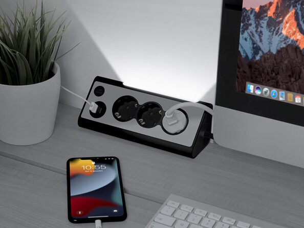 Multiprise 3 prises avec veilleuse LED et 2 ports USB