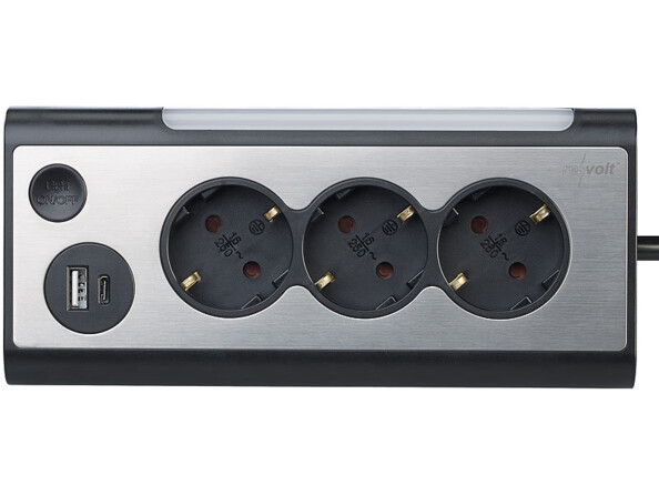 Multiprise 3 prises avec veilleuse LED et 2 ports USB