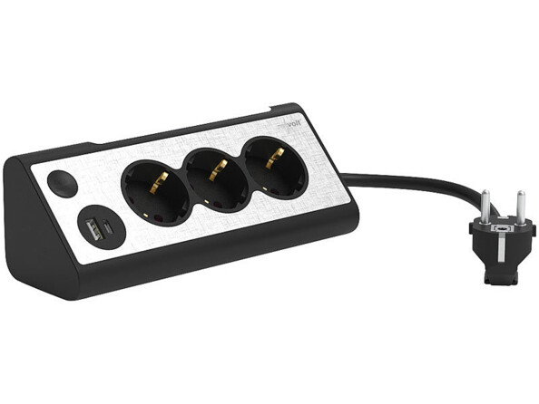 Multiprise 3 prises avec veilleuse LED et 2 ports USB