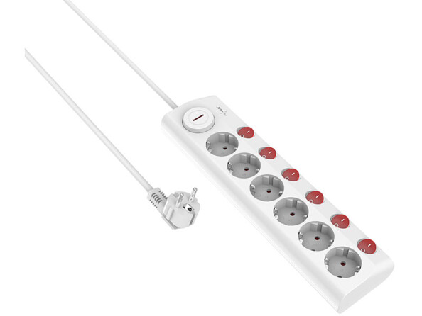 Multiprise 6 prises avec interrupteurs individuels