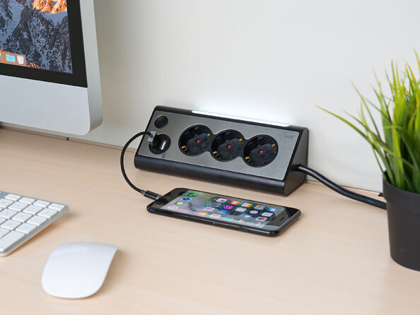 2 multiprises d'angle 3 prises avec 2 ports USB et veilleuse LED