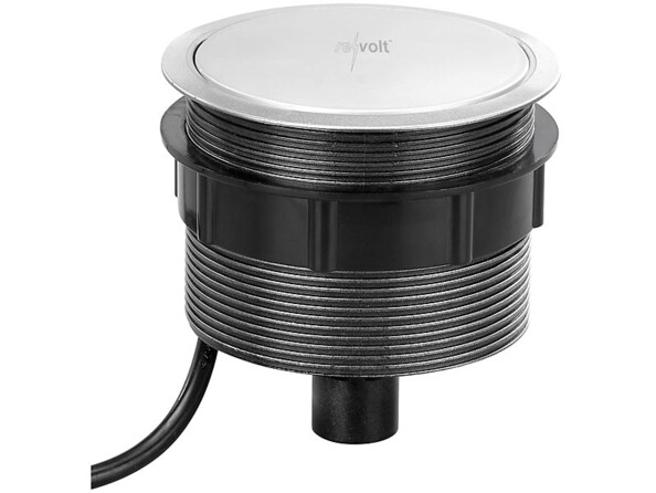 Multiprise de bureau encastrable et compatible Qi avec 3 prises 230 V