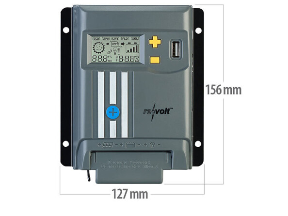 Régulateur MPPT. Ajuste automatiquement la tension d'entrée du panneau solaire