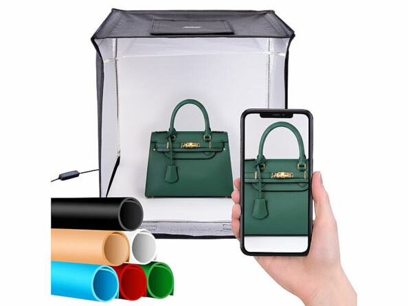 Studio photo pliable avec éclairage LED CCT - 62 x 62 x 62 cm