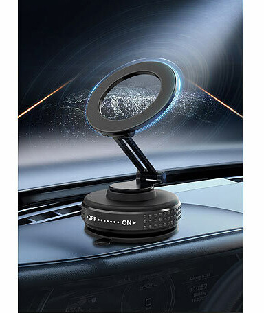 Support smartphone à ventouse magnétique sur un tableau de bord