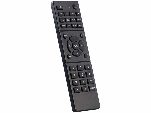 télécommande pour tuner IRS-825 vue de 3/4 face