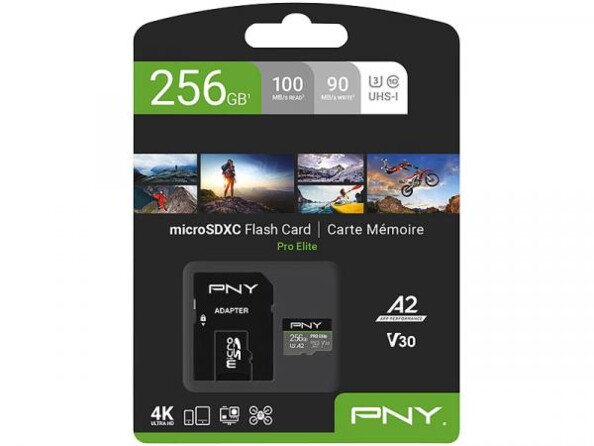 Carte mémoire microSD PRO Elite 256 Go, 100 Mo/s en lecture, 90 Mo/s en écriture