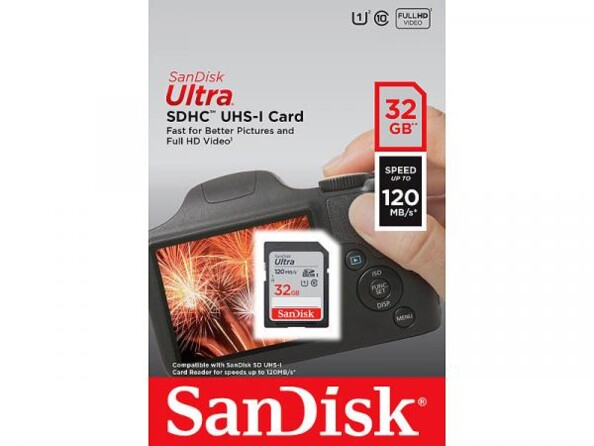 Carte mémoire SDHC Ultra, 32 Go, 120 Mo/s, Classe 10, U1