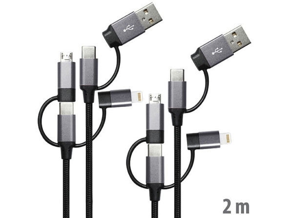 2 câbles de chargement et transfert USB-A/C vers USB-C/Micro-USB de la marque Callstel