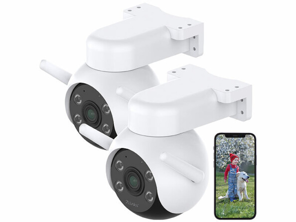 2 caméras d'extérieur Pan-Tilt 4K connectées IPC-760 de la marque 7Links