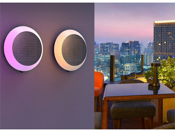 2 lampes à LED RVB CCT solaires d'extérieur connectées avec passerelle wifi Mesh