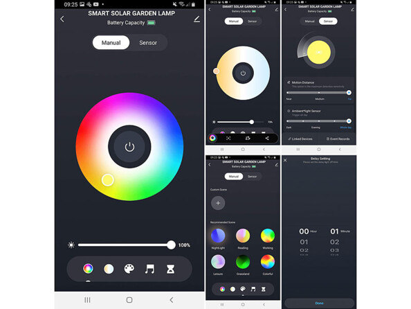 2 lampes à LED RVB CCT solaires d'extérieur connectées avec passerelle wifi Mesh