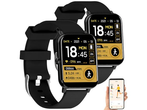 Pack de 2 smartwatchs fitness connectées PW-500.app de la marque Newgen Medicals