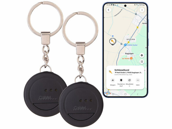 Pack de 2 traceurs localisateurs d’objets et de clés connectés SGF-40 de la marque Callstel