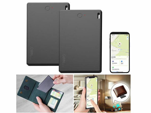 2 traceurs localisateurs d'objets et de clés avec applis sur smartphone et mises en situations