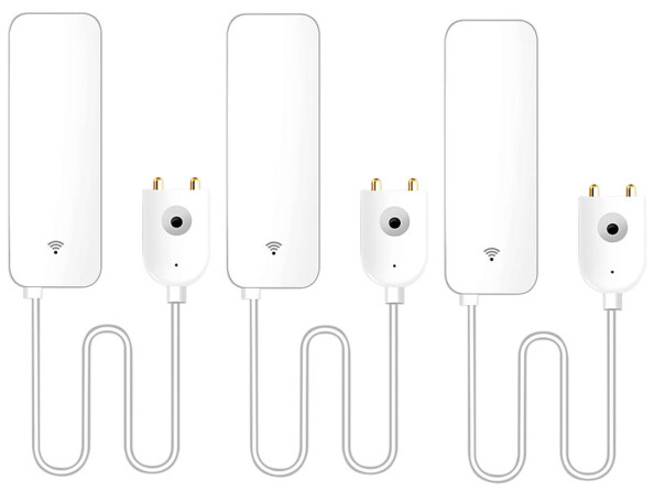 Trois détecteurs d'eau connecté avec capteur externe.