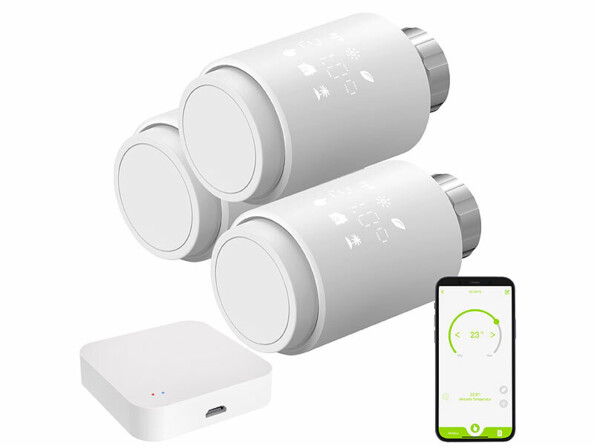 3 têtes thermostatiques ZigBee connectée pour radiateur avec passerelle
