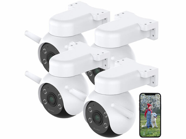 4 caméras d'extérieur Pan-Tilt 4K connectées IPC-760 de la marque 7Links