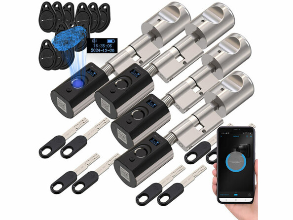 Pack de 4 cylindres de porte électroniques connectés avec écran de la marque VisorTech